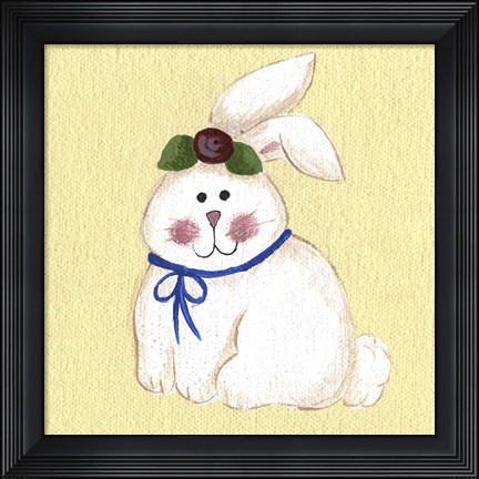 Framed Bunny With Rose Print