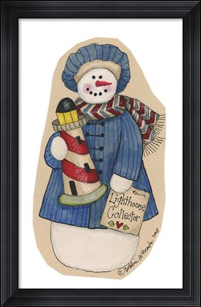 Framed I Love Lighthouses Snowman Print