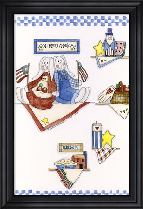 Framed God Bless America And Freedom Print