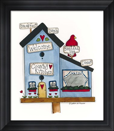 Framed Country Kitchen Birdhouse Print