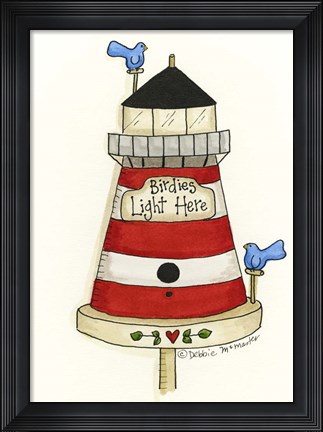 Framed Birdies Light Here Print