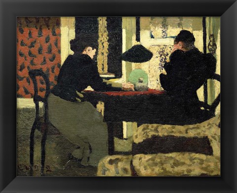 Framed Two Women Under a Lamp, 1892 Print