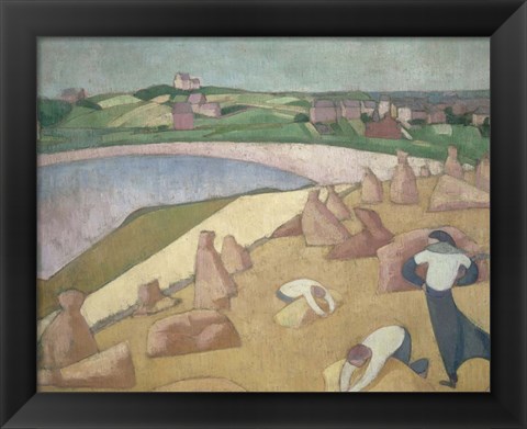Framed Harvest at the Sea Shore, 1891 Print