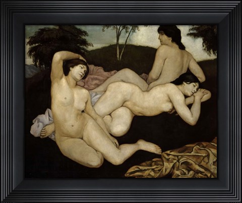 Framed After the Bath, Three Nymphs 1908 Print