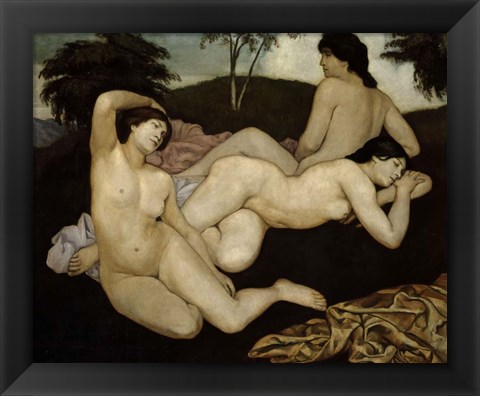 Framed After the Bath, Three Nymphs 1908 Print