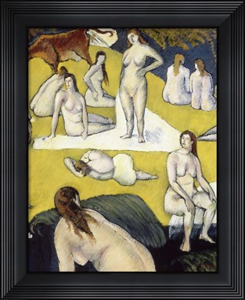 Framed Bathers with a Red cow, 1887 Print