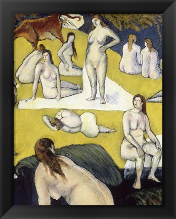 Framed Bathers with a Red cow, 1887 Print