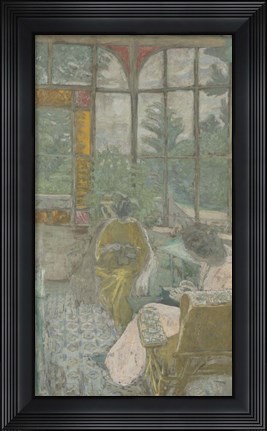 Framed Two Women Embroidering Under a Veranda, 1912 Print
