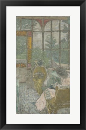 Framed Two Women Embroidering Under a Veranda, 1912 Print