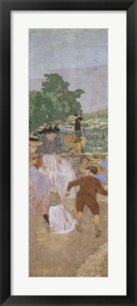 Framed Children Playing and Nurses in Paris Park, 1894 Print