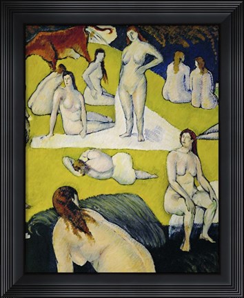 Framed Female Bathers with Red Cow, 1877 Print