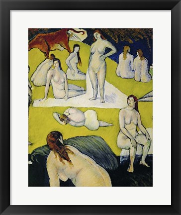 Framed Female Bathers with Red Cow, 1877 Print