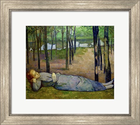 Framed Madeleine in the Bois d&#39;Amour on the River Aven Print