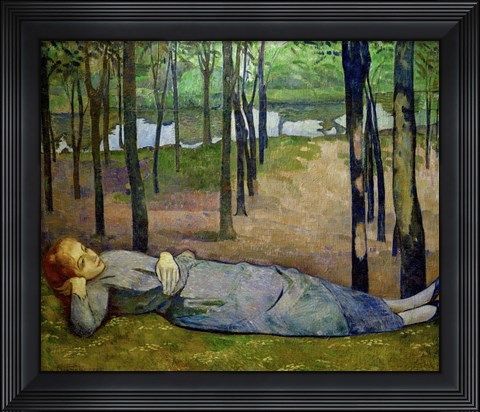 Framed Madeleine in the Bois d&#39;Amour on the River Aven Print