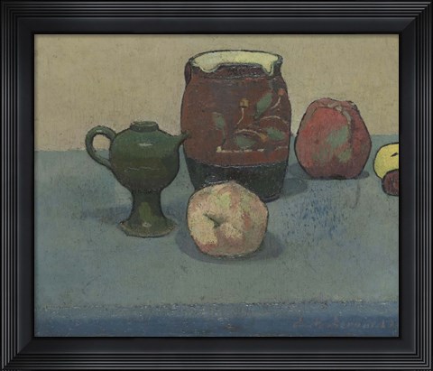 Framed Stoneware Pot and Apples, 1887 Print