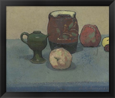 Framed Stoneware Pot and Apples, 1887 Print