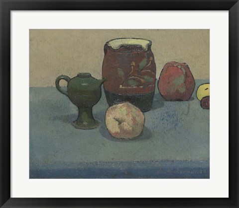 Framed Stoneware Pot and Apples, 1887 Print