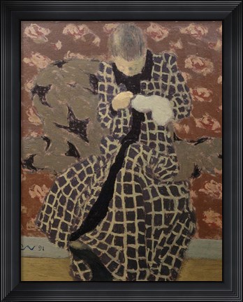 Framed Woman Mending Print