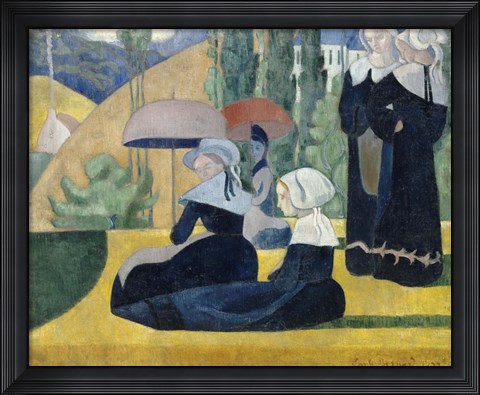 Framed Breton Women with Umbrellas, 1892 Print