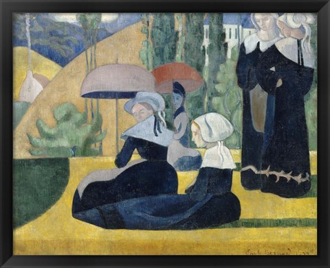 Framed Breton Women with Umbrellas, 1892 Print