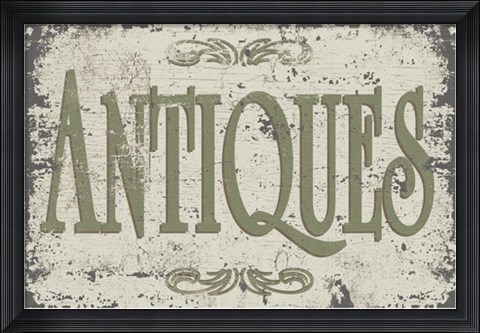 Framed Vintage Signs - Antiques Print