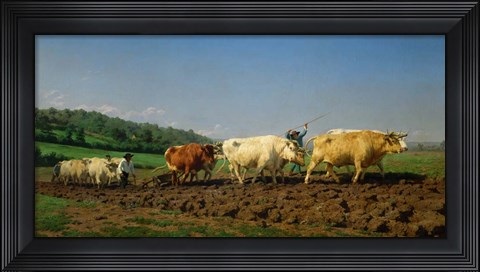 Framed Ploughing in the Nivernais, 1849 Print