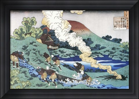 Framed Fishermen Drag a Net Upstream. Print