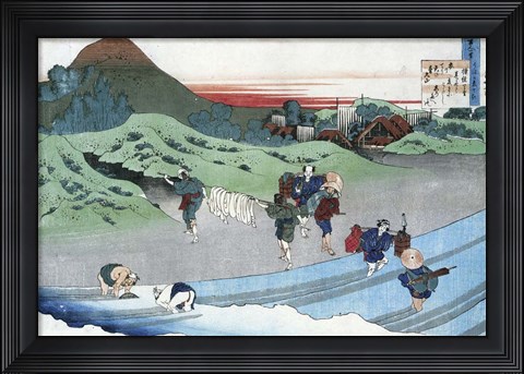 Framed Farm Women Wash White Linen Clothes Print