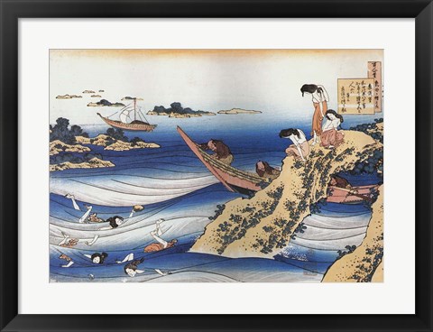 Framed Female Divers Dive for Abalone Print