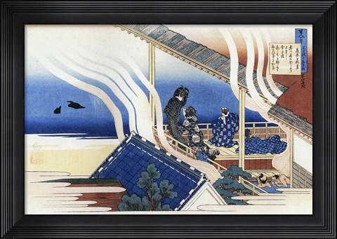 Framed Four men and Two Women Enjoy Bath and Rest Print