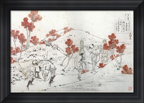 Framed Two Porters Carry a Palanquin Print