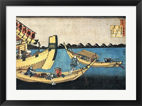 Framed Summer Sight on the River Sumida Print