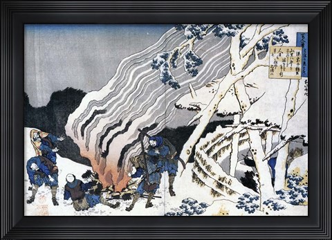 Framed Hunters Gather Around a Warming Fire Print