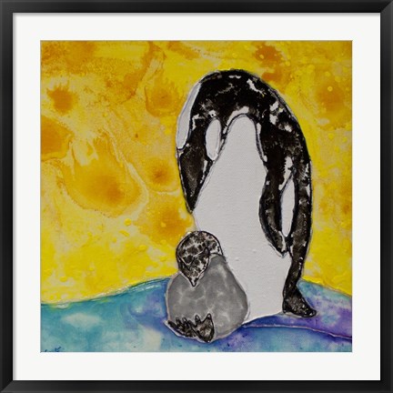 Framed Penguins Under the Morning Sun Print