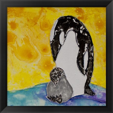 Framed Penguins Under the Morning Sun Print