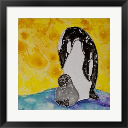 Framed Penguins Under the Morning Sun Print