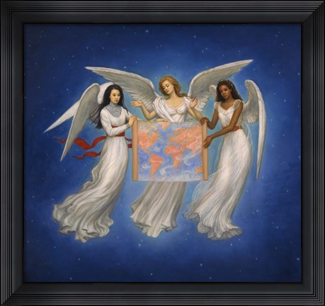 Framed Angels with map Print