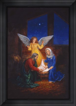 Framed Savior Is Born Print