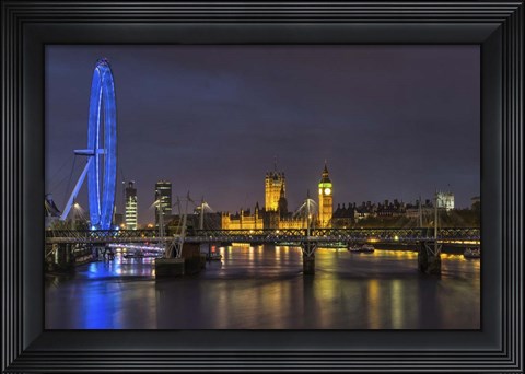 Framed Thames at Night Print