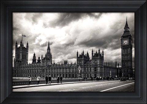 Framed Houses of Parliament B/W Print