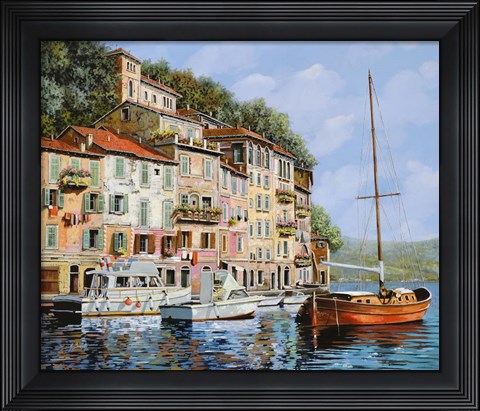 Framed La Barca Rossa Alla Calata Print