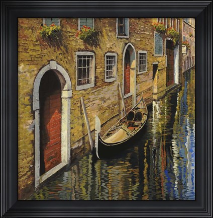 Framed La Gondola Sul Canale Print