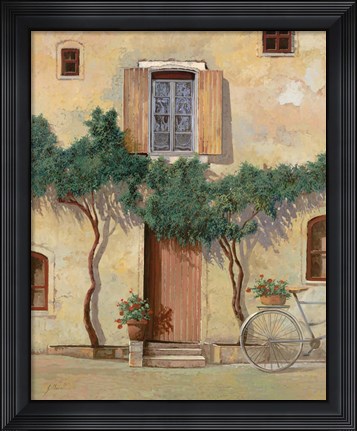 Framed Mezza Bicicletta Sul Muro Print