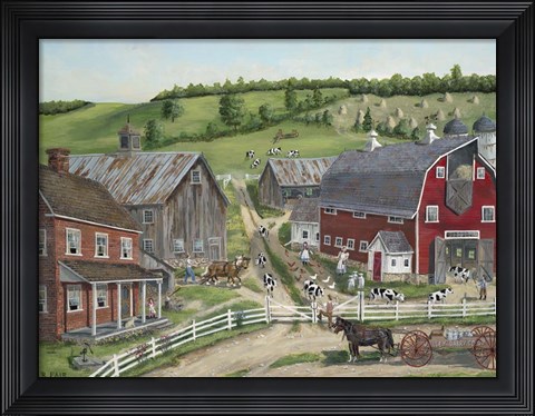 Framed Busy Barnyard Print