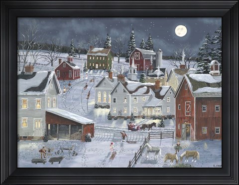 Framed Busy Village Print