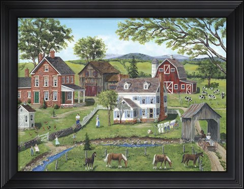 Framed Chatting Across the Fence Print