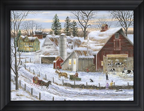 Framed Dawn-T-Dusk Farm Print