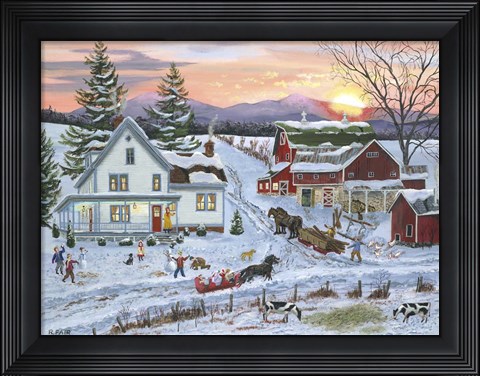 Framed Duelling Snowmen Print