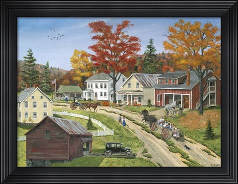 Framed Frisbee Street School Wagon Print