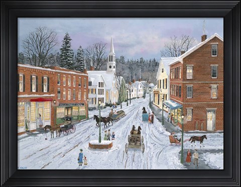 Framed Main Street in Winter Print